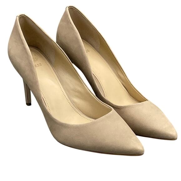 Guess Vintage 90s Tan Suede 3.5" High Heel Point Toe Dress Shoe Women 11M - Picture 1 of 12